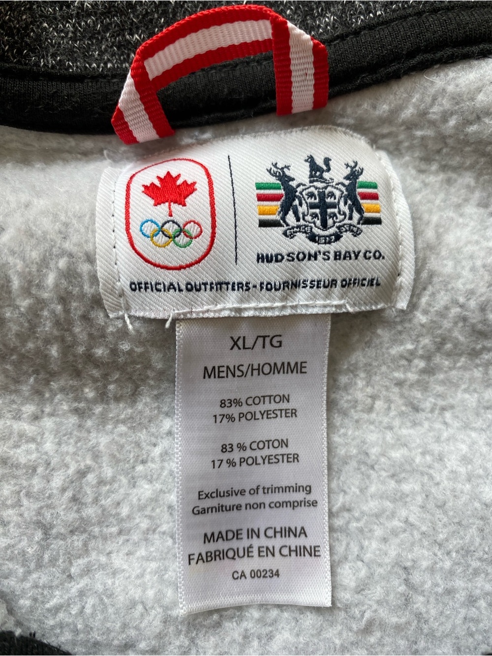 London 2012 Olympic Team Canada HBC 1/4 Zip Sweatshirt Mens XL Heather Black - Picture 9 of 11